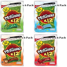 TA WON DAENG Crispy Seaweed Snack x6 Pack 4 Flav Original Spicy King Crab Squid