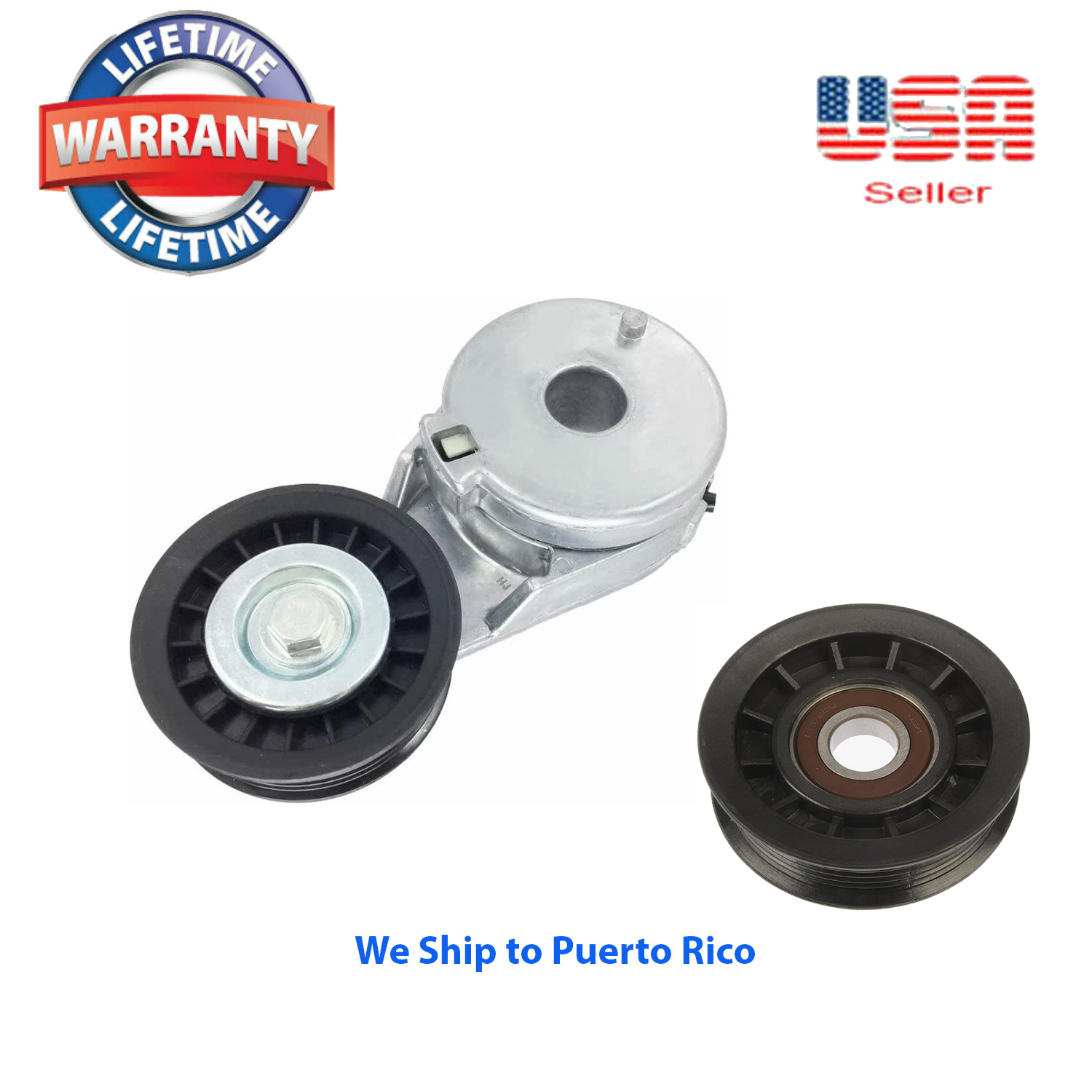 Belt Tensioner Assembly & Tensioner Pulley Fit Buick Chevrolet Pontiac