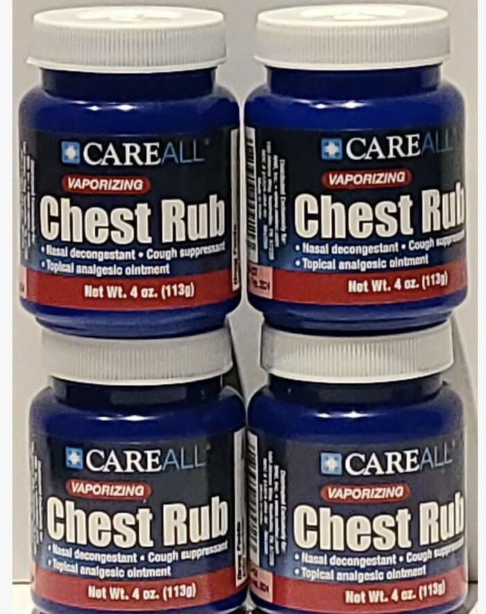 Lot Of 4 Vaporizing Chest Rub Nasal Decongestant Cough Suppressant 4 OZ