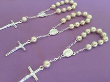 25 Mini Rosary OFF WHITE Baptism Favors Recuerdos De Bautizo/christening Favor