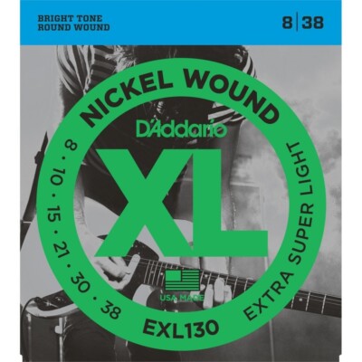 D'Addario EXL130 E-Gitarrensaiten vernickelt 8-38 + 6 Gitarren-Plektren