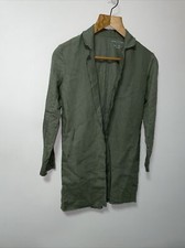 Majestic Filatures Raw Edge Longline Jacket Green Linen & Cotton Size 1 (s) Uk 8