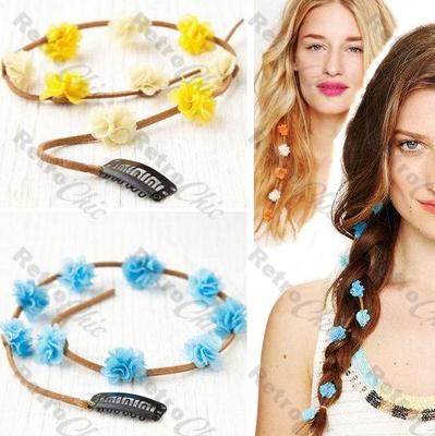 LANGE BLUMEN Haarspange Kamm BLUME WILDLEDER KRAWATTE Verlängerung BOHO Zopf Zopf Gänseblümchen