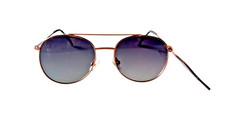 Foster Grant Rose Gold Sunglasses Aviator, Round Black Polarized Lenses Size S