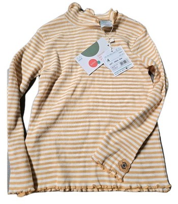NWT Girl's Boboli Striped Ruffle Hem Waffle Knit Top, Size 4