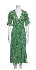 Faithfull the Brand Green floral wrap maxi dress flutter sleeve AU 10 Medium