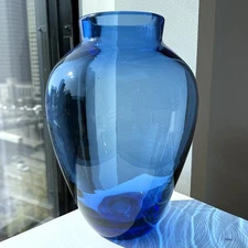Vintage Blenko Glass #8821-M Vase Azure Blue 9 1/2" Hand Blown West Virginia