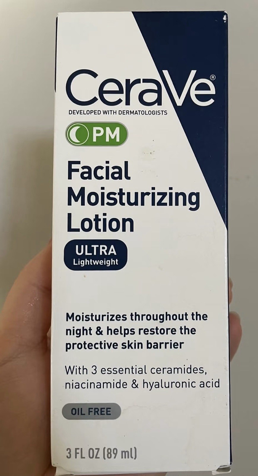 CeraVe PM Facial Moisturizing Lotion 3 oz with Niacinamide & Ceramides for Nighttime Hydration