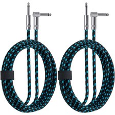 Guitar Cable 6Ft Right Angle 2Pack Guitar Amp Cord 1/4 Inch Instrument Cable wit