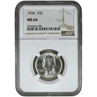 1934 Washington Quarter MS64 NA386