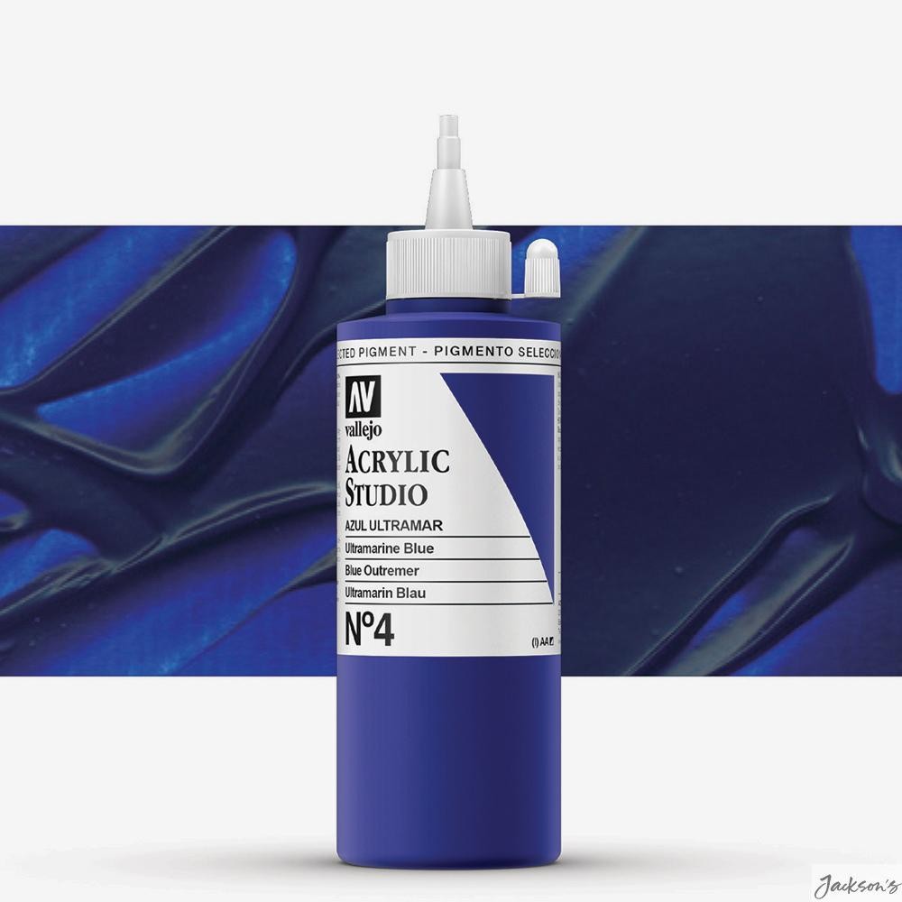 Vallejo Studio Acrylic Paint Heavy Body 200ml Ultramarine Blue PB29 Art Use