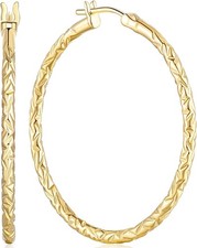 Gold Hoop Earrings 14K Gold Hoop Earrings for Women Large 14K Gold Earrings Hoop