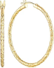 Gold Hoop Earrings 14K Gold Hoop Earrings for Women Large 14K Gold Earrings Hoop