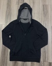 VINCE Black 100 Cashmere Hooded Front Zip Hoodie 568 Size M
