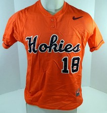 Virginia Tech Hokies #18 Game Used Orange Baseball Jersey 017