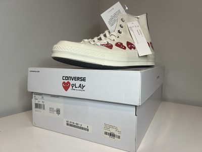 SALE CONVERSE CHUCK 70 CDG HI MULTI HEART WHITE 162972C Size 8 BRAND NEW