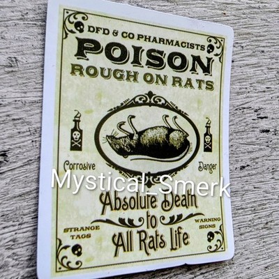 Haunted Active Spirit Negative Witch Magick Potion Rat Poison Sticker 1 Pc