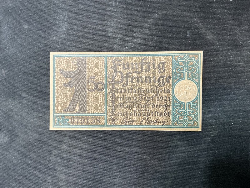 Germany 1921 Notgeld 50 Pfennig Crisp UNC Banknote.  N4219