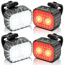 Bike Lights, Rechargeable Bicycle Lights Set Super Bright 8+12 Modes, IPX6 Wa...