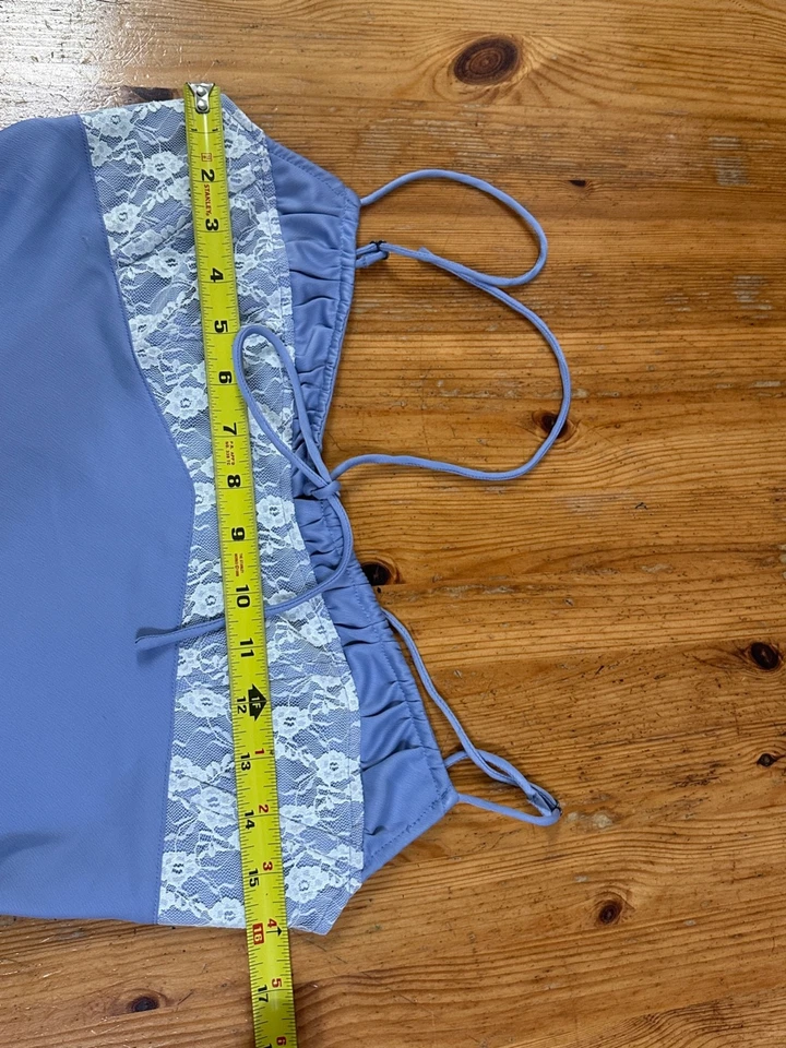 Urban Outfitters Flirty Baby Blue Satin Lace Slip Dress Coquette Size M - Image 4 of 4