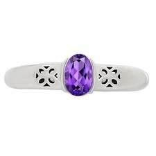 Natural Amethyst - Brazil 925 Sterling Silver Ring s.8 Jewelry R-1730