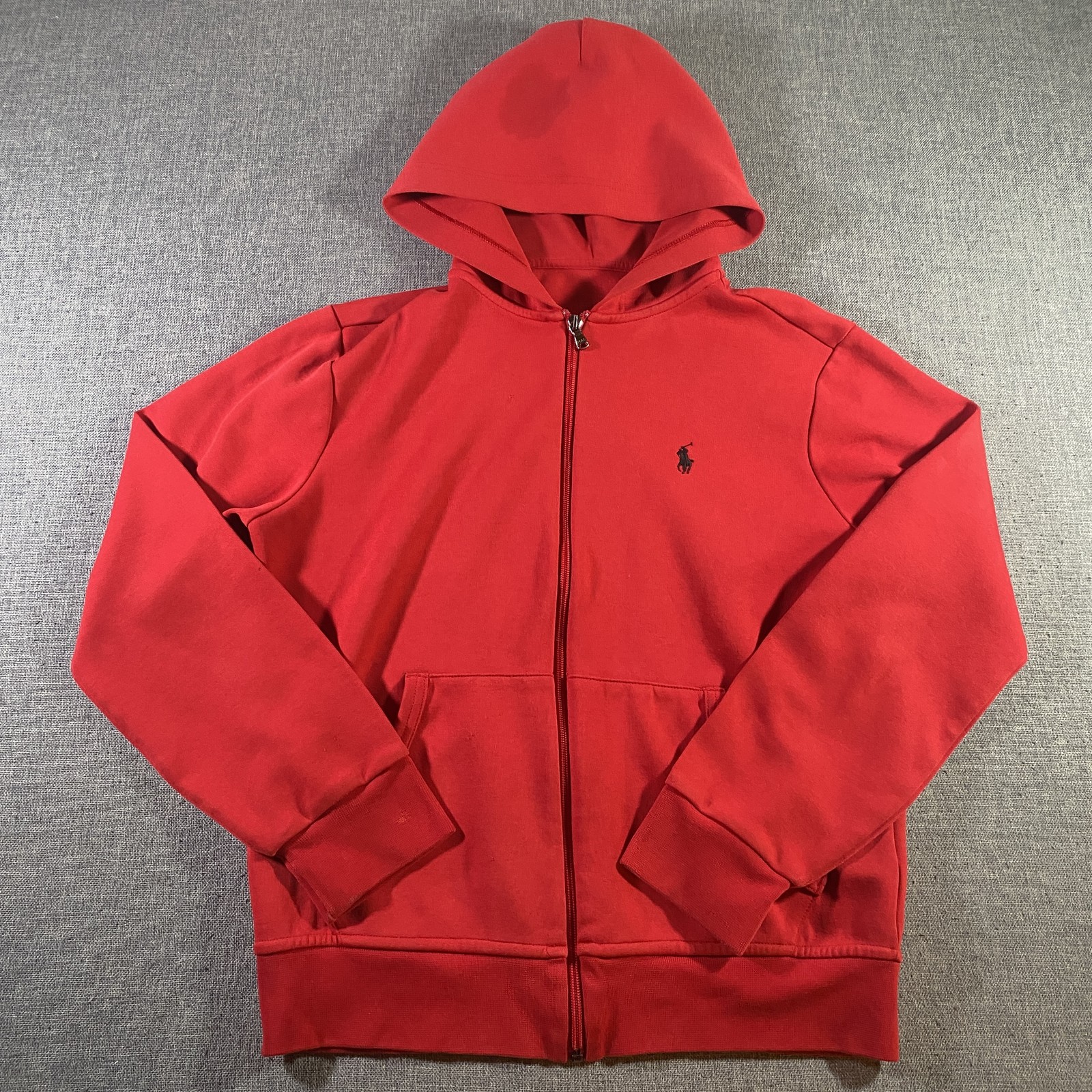 Ralph Lauren Felpa con Cappuccio Uomo Grande Rossa Full Zip Felpa Pony Logo Pullover Macchie