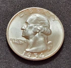 1954 Washington Quarter • AU Slider • 90% Silver • Sharp Detail      X134