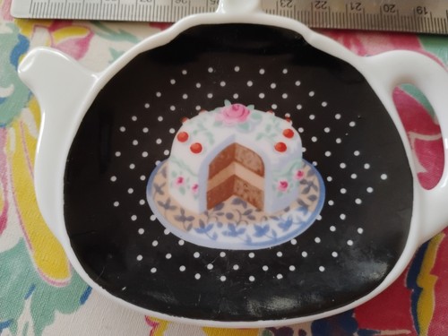 Tea Party Dept. 56 Tea Bag Holder Dish Caddy Small 5 Inch Glass Cake Teapot - Picture 2 of 8