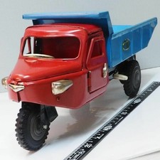 Marusan Giant Tricycle Dump Truck Red/Light Blue Tin Toy Car