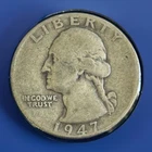 1947 Washington Quarter - 90% Silver -  VG Condition Free Shipping W/ Tracking