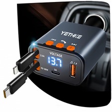 Bluetooth Car Adapter with Retractable Charger, Upgrade Bluetooth 5.4 FM Tra...