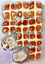 ACEO Original Art Card Hot Cross Bun Traditional Food Painting 2.5
