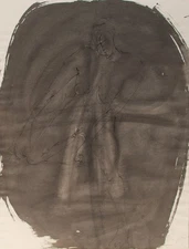 Helge Leiberg Female Nude Kneeling Erotic Realism Signed Drawing Ink 1989