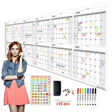 Large Dry Erase Wall Calendar - 36"x96" 12-month 2026 Undated Yearly Calendar...