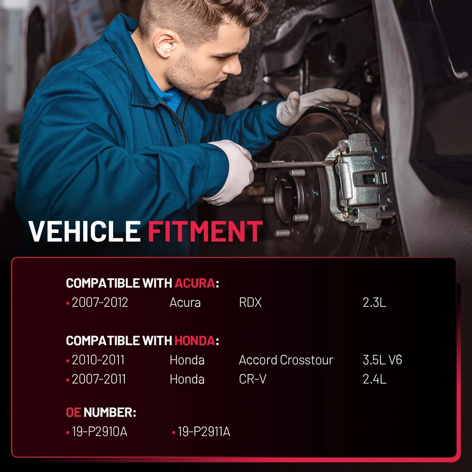 For 2010-2011 Honda Accord Crosstour Rear Pair Brake Calipers 2.4L 43019SXS000 - Imagem 2 de 4