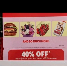 DoorDash Coupon Card 40% Off Your First Order of $15 Door Dash exp 1/31/26