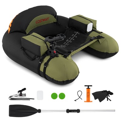 Inflatable Float Tube w/Adjustable Fishing Rod Holder Fish Hook Stator Flippers