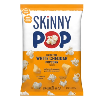 SkinnyPop White Cheddar Popcorn, Gluten Free, Non-GMO, Healthy Snacks, 4.4oz