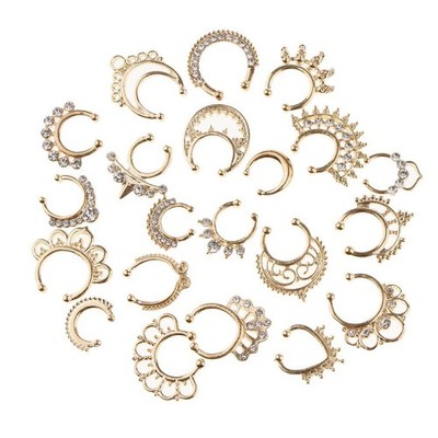21 Stück Kristall Fake Septum Clicker Nose Ring Nicht-Piercing