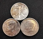 Lot of 3 Coins 2 x 1964(P/D) Kennedy, 1943-S Walking Half Dollars 90% Silver