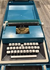 Vintage PETITE International De Luxe Blue Typewriter w/ Case England Untested thumbnail