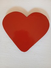 Red Heart Wall Art 12 x 13cm Wooden Handpainted Handmade Unique Heart Gift