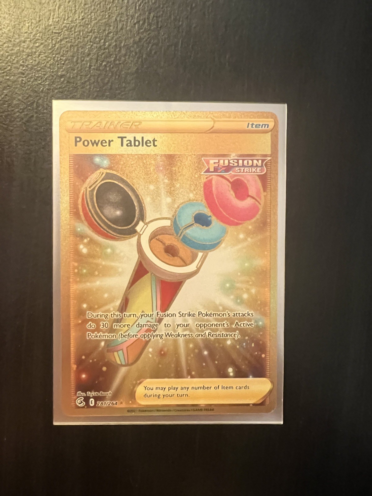 Pokemon TCG Power Tablet SWSH Fusion Strike 281/264 Secret Rare Gold Card NM