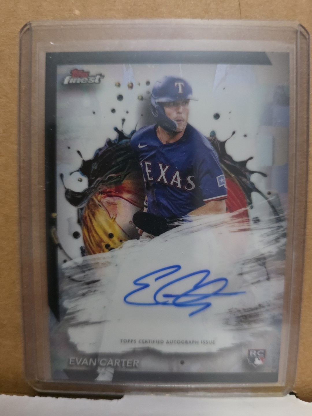 2024 Topps Finest EVAN CARTER RC Rookie On Card AUTO #FA-EC REFRACTOR - Rangers