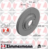 2X Zimmermann Bremsscheibe Coat Z 370.4405.20 FüR Mazda GL GJ CX KF AWD Skyactiv