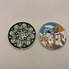 2 Ceramic 3.5" Tile Coasters  NIARCHOS HELLAS