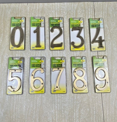 HY-KO House Numbers 4'' Solid Brass Polished and Brushed w/Screws Sold Separately
