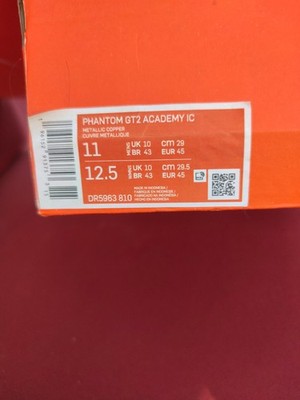 Nike Phantom GT2 Academy IC Hallenschuhe Herren Indoor Schnürung EUR 45 Kupfer