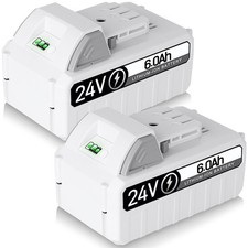 2Pack 6.0Ah Li-Ion Battery For Snow Joe  Sun Joe iON 24V 24VBAT-LTX 24VBAT-LTW