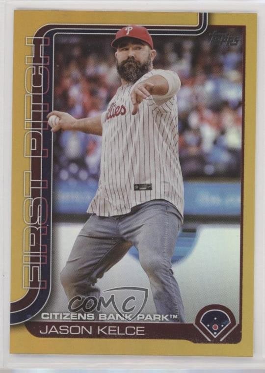 2025 Topps Series 1 2024 First Pitch Gold Foil 22/50 Jason Kelce #FP-1 06ix